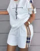 Summer Fashion Casual Printed Short Sleeve Shirt High Waist Shorts 2 Piece Women Outfits Set Suits Good Vibrations