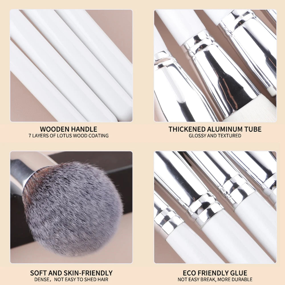 HMU White Woold Handle High Quality Professional 12pcs/20pcs Makeup Blending Eye Shadow Makeup Brush Set Good Vibrations