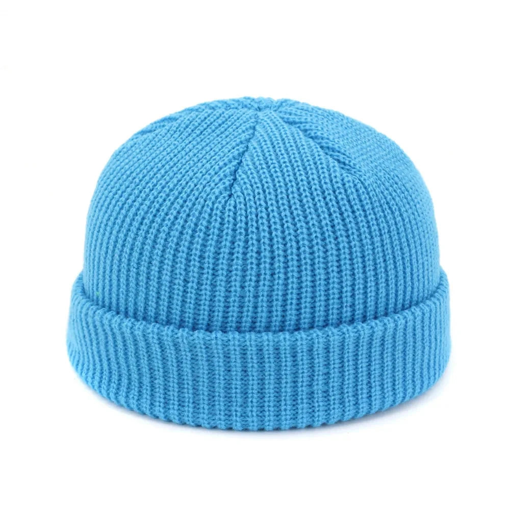 Hip Hop Beanie Knitted Hat Men Skullcap Women Winter Warm Brimless Unisex Baggy Melon Cap Cuff Docker Fisherman Beanies Hats Good Vibrations