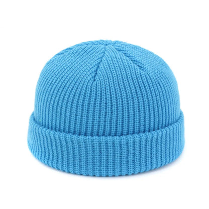 Hip Hop Beanie Knitted Hat Men Skullcap Women Winter Warm Brimless Unisex Baggy Melon Cap Cuff Docker Fisherman Beanies Hats Good Vibrations