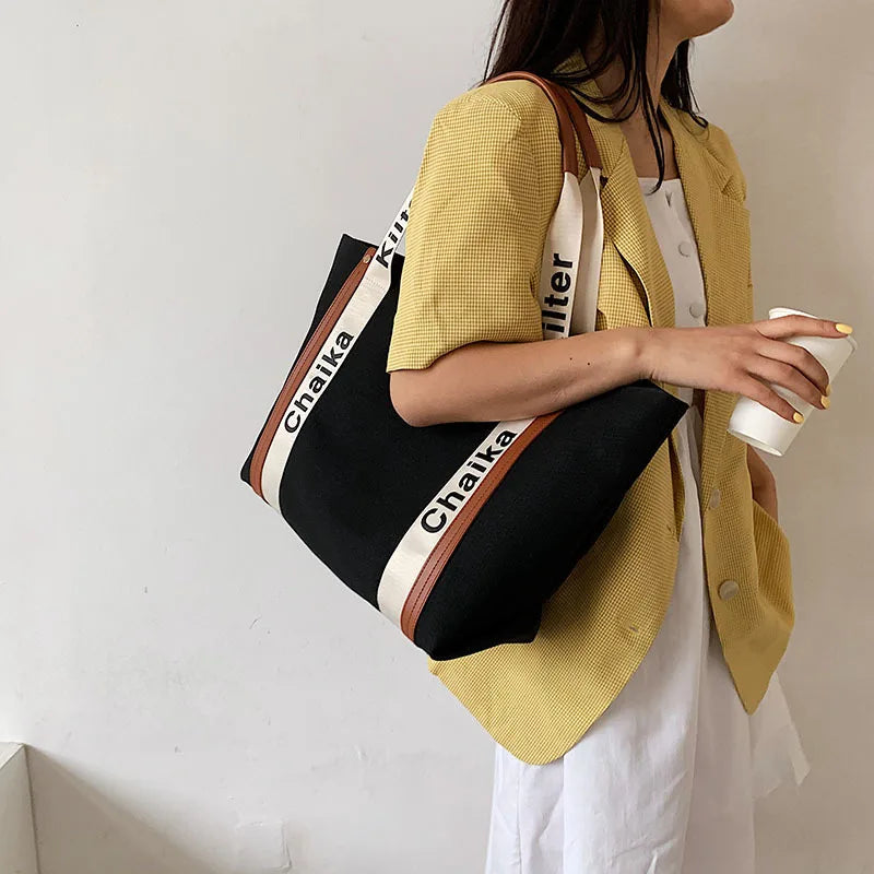 Women's Canvas Bag 2022 Summer New Fashionable Large Capacity Shoulder Bag College Style Underarm Tote Bag - Buy Lading Shou Good Vibrations