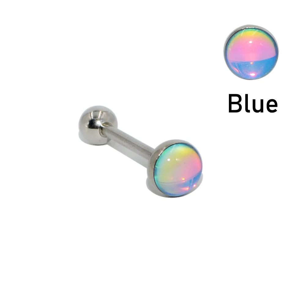 1PC Surgical Steel Tongue Barbell Ring Tongue Piercing Tongue Rings Flash Film Bling Bling Helix Stud New Body Piercing Jewelry Good Vibrations