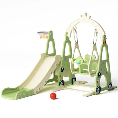 Children Outdoor Wood Playground Playhouse Swings Set Swing and Slide for Kids Good Vibrations