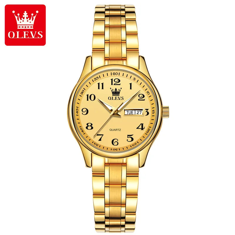 New Olevs 5567 Luxury Men's and Women Set Watches Fashionable and Simple Couple Watches Montre Relojes Women's Quartz Watch Good Vibrations
