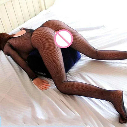 Adult inflatable erotic wedge cushion for couples' intimate games.