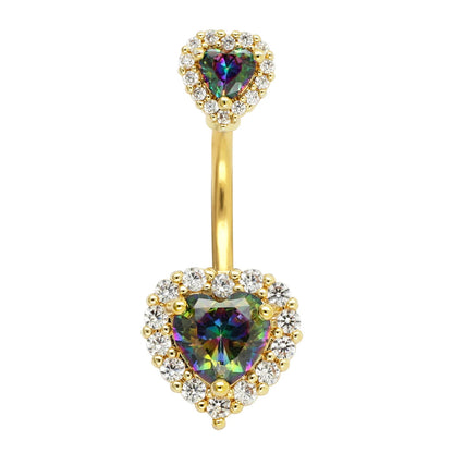 JHJT 14G Heart Belly Button Piercing Navel Ring 316L Surgical Stainless Steel CZ Belly Piercing Ombligo Jewelry for Women Good Vibrations Adult Super Store