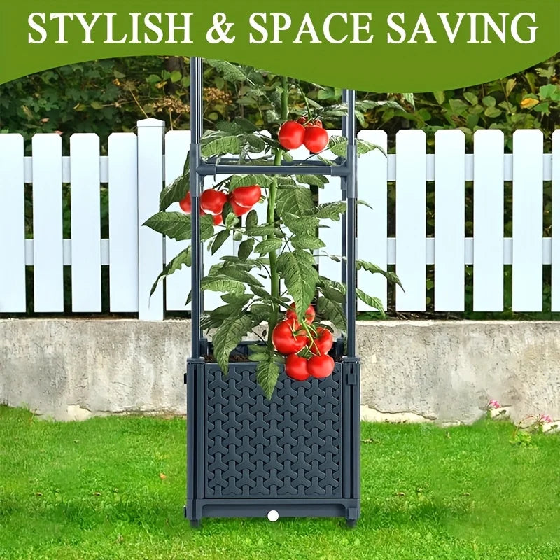 2-pack Tomato Planter Box with Lattice Frame Garden Bed Planter Box Self-watering Cucumber Terrace Good Vibrations