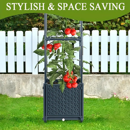 2-pack Tomato Planter Box with Lattice Frame Garden Bed Planter Box Self-watering Cucumber Terrace Good Vibrations