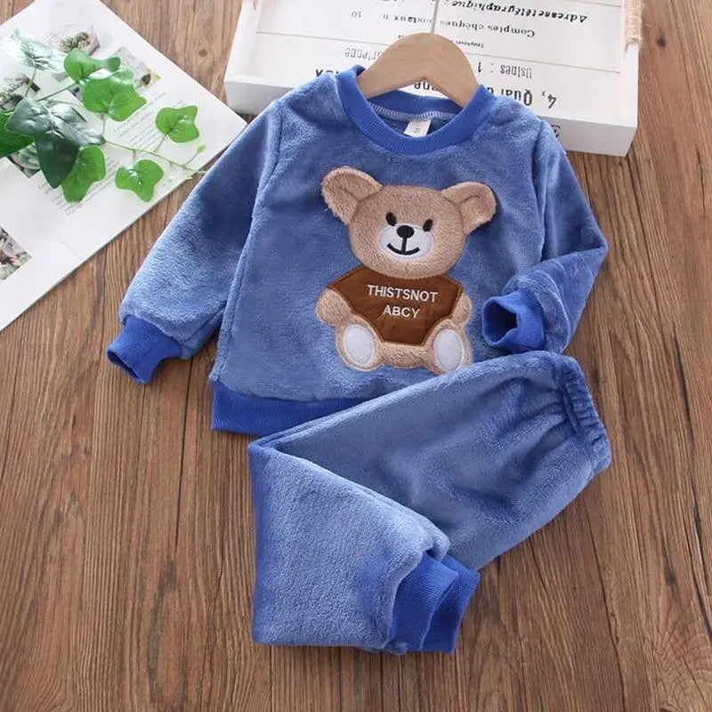 Baby Boys And Girls Clothing Set Tricken Fleece Children Hooded Outerwear Tops Pants 3PCS Outfits Kids Toddler Warm Costume Suit Good Vibrations