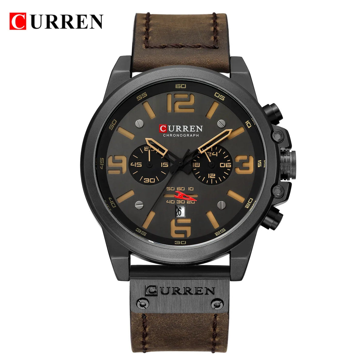 CURREN Mens Watches Top Luxury Brand Waterproof Sport Wrist Watch Chronograph Quartz Military Genuine Leather Relogio Masculino Good Vibrations