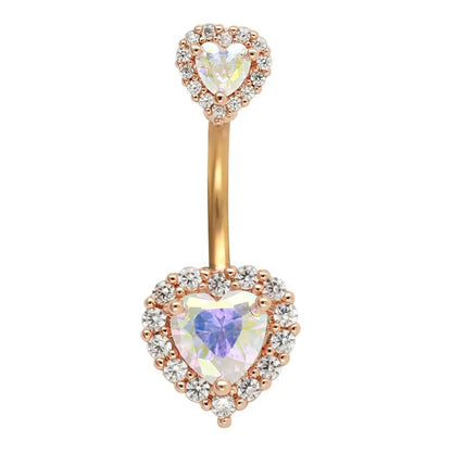 JHJT 14G Heart Belly Button Piercing Navel Ring 316L Surgical Stainless Steel CZ Belly Piercing Ombligo Jewelry for Women Good Vibrations Adult Super Store