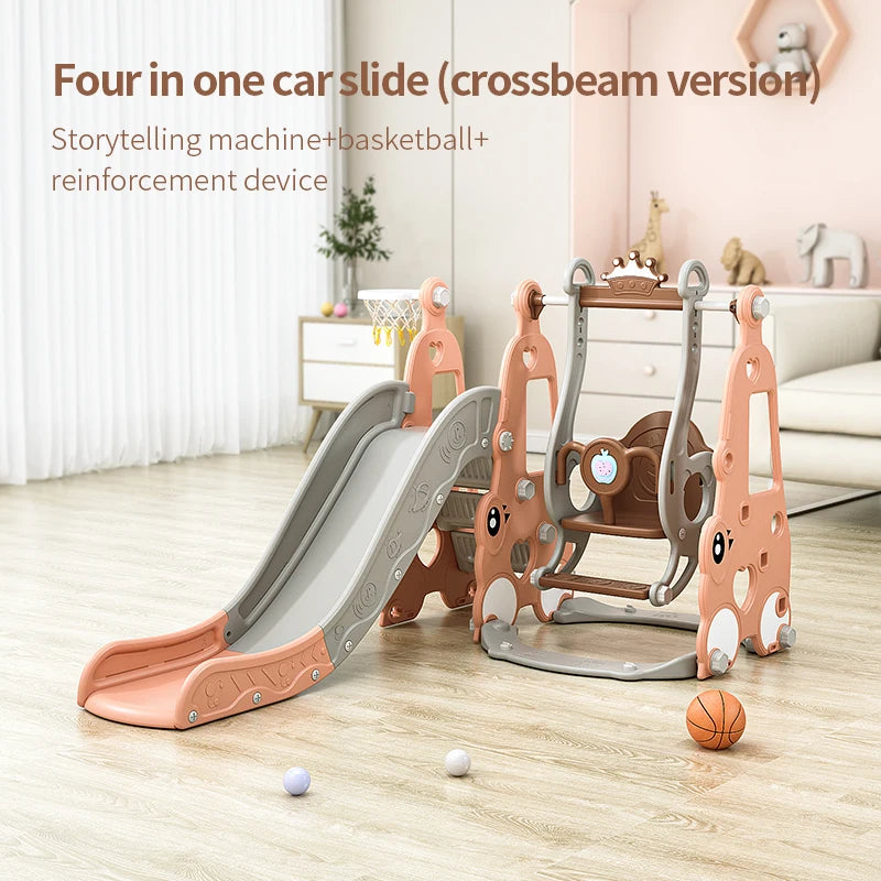 Indoor 6-in-1 Plastic Swing and Slide Set for Kids PE Baby Climbing Equipment Kindergarten Daycare Playhouse Good Vibrations