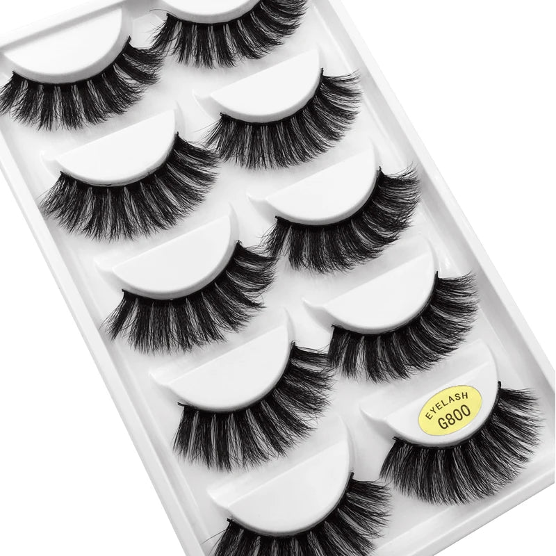 5 Pairs Multipack 3D Soft Mink Hair False Eyelashes Handmade Wispy Fluffy Long Lashes Natural Eye Makeup Tools Faux H13 E08 E01 Good Vibrations