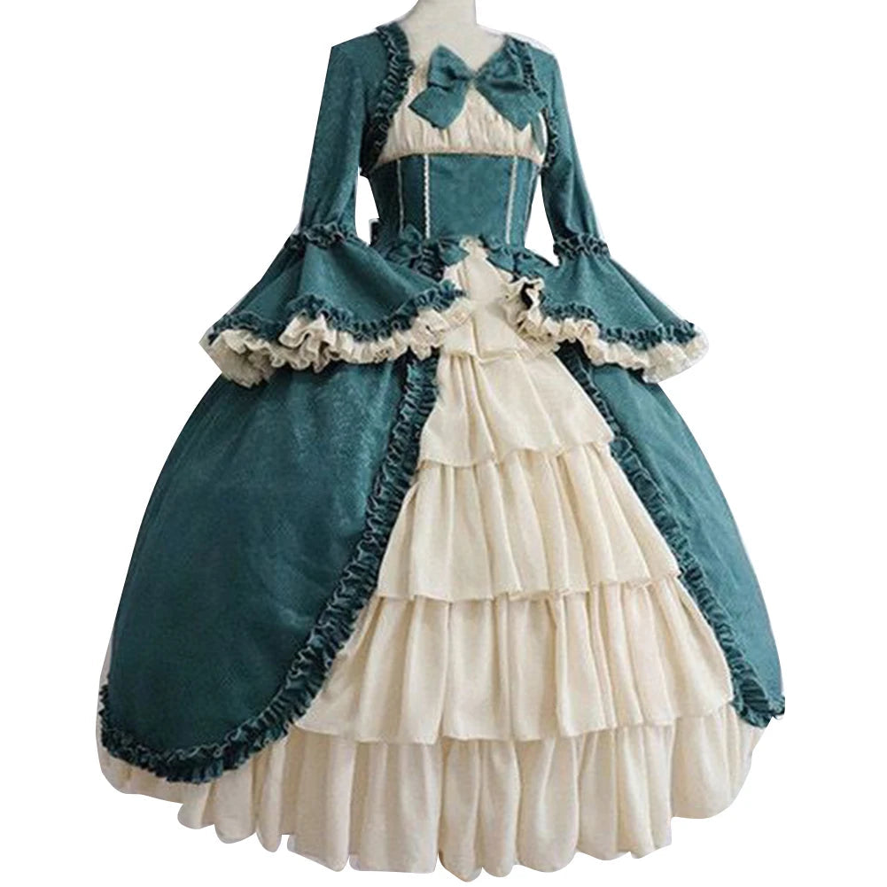 Medieval Dresses Gothiced Court Dress Royal Lady Ball Lolita Dress Square Neck Tight Waist Bowknot Women Dress Vestido Ropa Good Vibrations