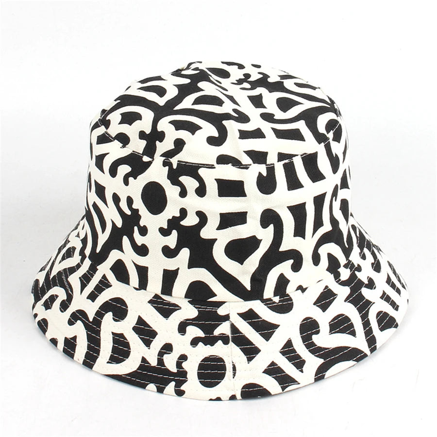 22 Colors Printed Bucket Hat Unisex Ins Trend Flat Top Outdoor Fisherman Hats Men Sunshade Caps Summer Travel Sun Cap Wholesale Good Vibrations