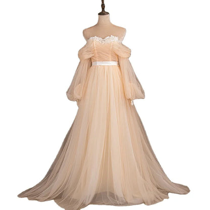 1620# Super Fairy Simple Tulle Wedding Dress Princess Style Vintage Real Photo Factory Price Strapless Off Shoulder wedding gown Good Vibrations