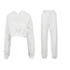 2021 Autumn Winter Jogger Jumper Gym Custom Workout  2 Piece Women Set Crop Top Oversize Hoodie Women Sweatshirt Good Vibrations