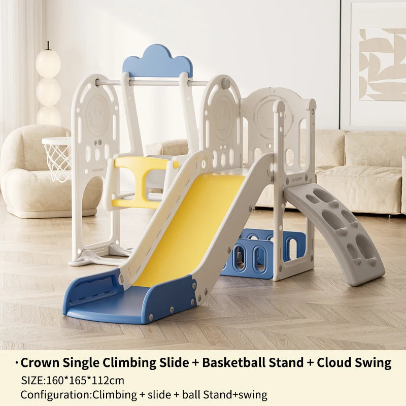 Feelbaby White Plastic Indoor Playground Set Swings Slide for Kids Home Garden Use-PE Material for Educational Shopping Mall Use Good Vibrations