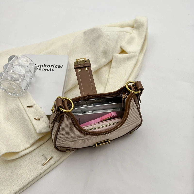 Saddle Small Crossbody Bags for Women 2023 Trend Designer PU Leather Shoulder Bag Ladies Chain Handbags and Purses Good Vibrations