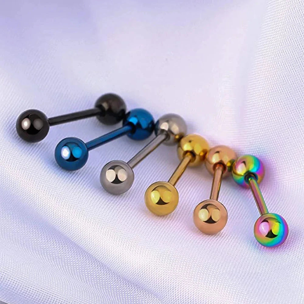 6PCS Titanium Tongue Rings Colorful Tongue Barbell Tongue Body Piercing Jewelry 12mm 14mm 16mm 18mm Good Vibrations Adult Super Store