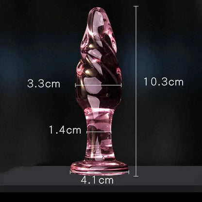 Candiway pink crystal glass anal plug with ergonomic design and smooth surface for comfort and prostate massage.