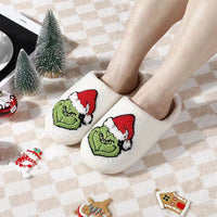 New Home Christmas Grinch Warm Winter Cotton Slippers Couples Men and Women Thick-soled Soft-soled Shoes Thick Non-slip Good Vibrations