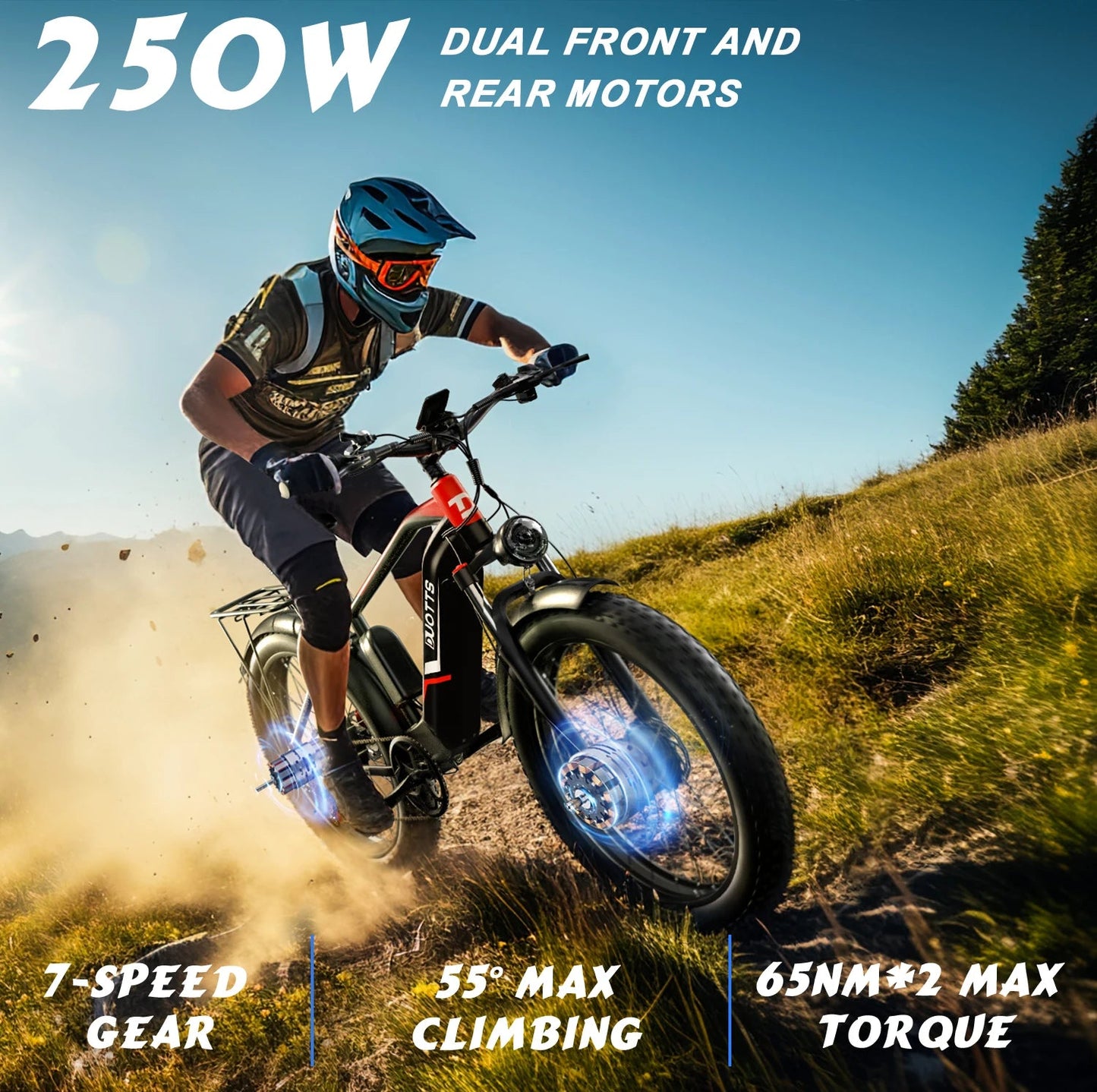 US Free Shipping DUOTTS F26 E Bike Electric Bicycle Mountain Ebike 48V 20AH Dual Motors 26inch Fat Tire Electric Bike for Adults Good Vibrations