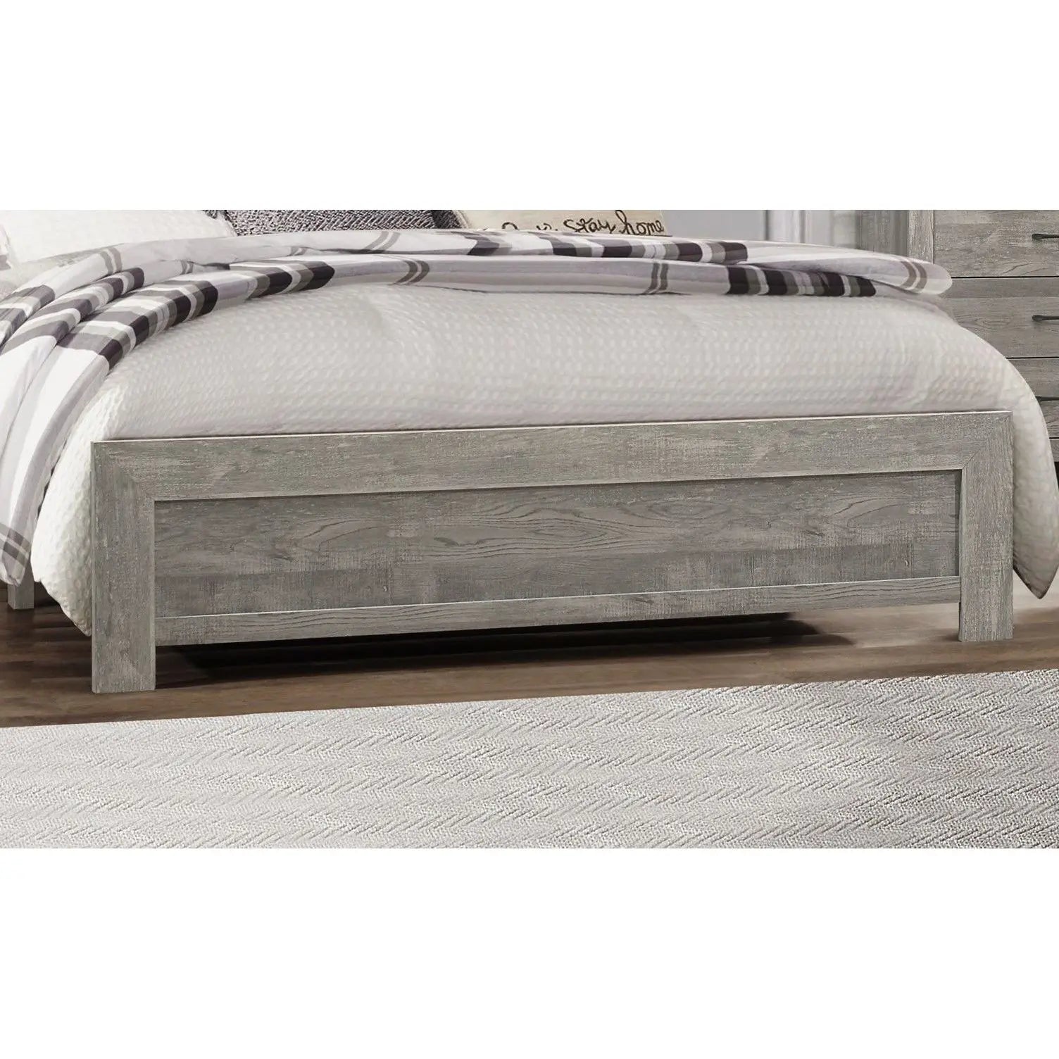 DB Rustic Gray Finish Wooden Full Size Panel Bed Bedroom Furniture in a Box Includes Mattress Good Vibrations