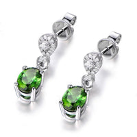 Sterling Silver Fine Oval Drop Earrings Long Dangle Emerald Ohrring Green CZ Gemstone Gioielli Silver 925 Jewelry for Women Gift Good Vibrations