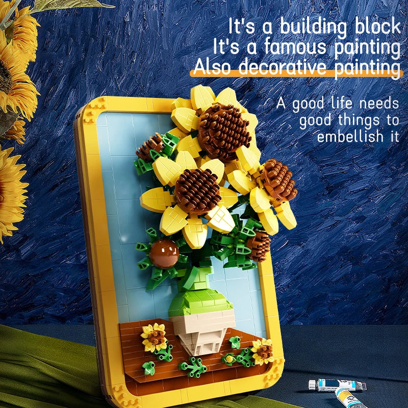 New Arrival Van Gogh's Starry Night 3D Painting Micro Blocks Montessori Toy Kids Artwork Frame for Home Decor Good Vibrations