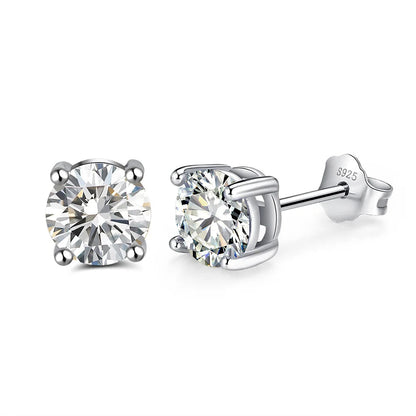 High Quality 925 Sterling Silver Simple and Stylish Four-claw Set with Zirconia Earring Wedding Jewelry for Women Men Wholesale Good Vibrations
