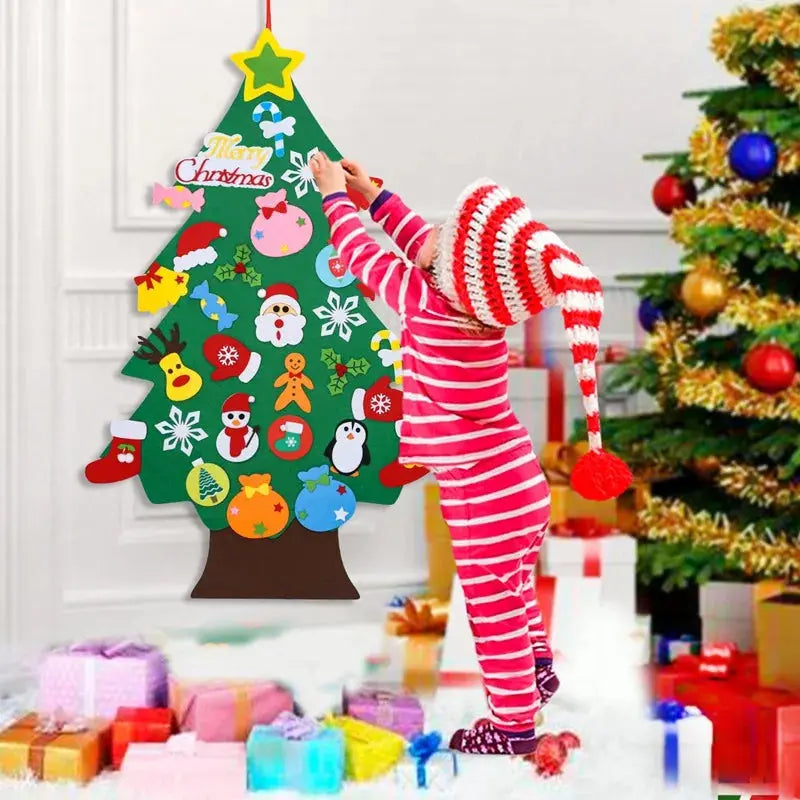 Kids DIY Felt Christmas Tree Merry Christmas Decorations For Home 2025 Christmas Ornaments Navidad 2026 New Year Gifts Xmas Tree Good Vibrations