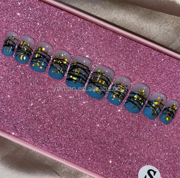 High Quality Multiply Designs 3D Handmade Customize Salon Press on Nails Acrylic Materials Set Good Vibrations