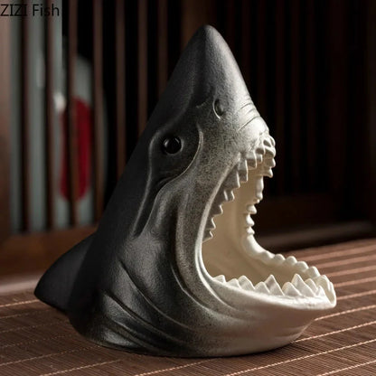 European Creative Shark Storage Ashtray Crafts Living Room Entrance Office Decoration Accessories Car Ashtray Gift for Boyfriend Good Vibrations Adult Super Store