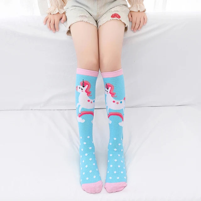 toddler child high knee Socks Three-dimensional cute Cartoon fox cat unicorn Cotton Over knee kids baby girls Sock Spring Autumn Good Vibrations