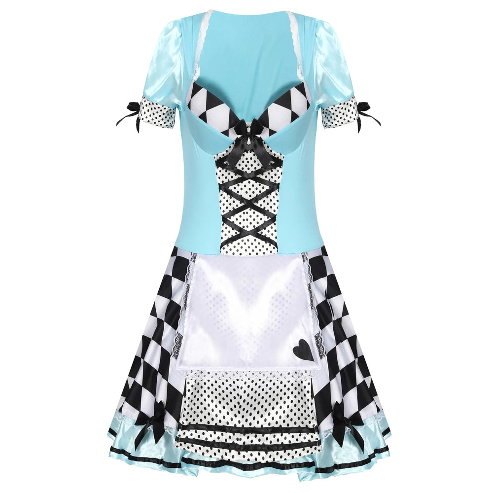 Women Adult Costume Cosplay Dress Fantasy Party Blue Sweet Lolita Maid Halloween Costumes Good Vibrations