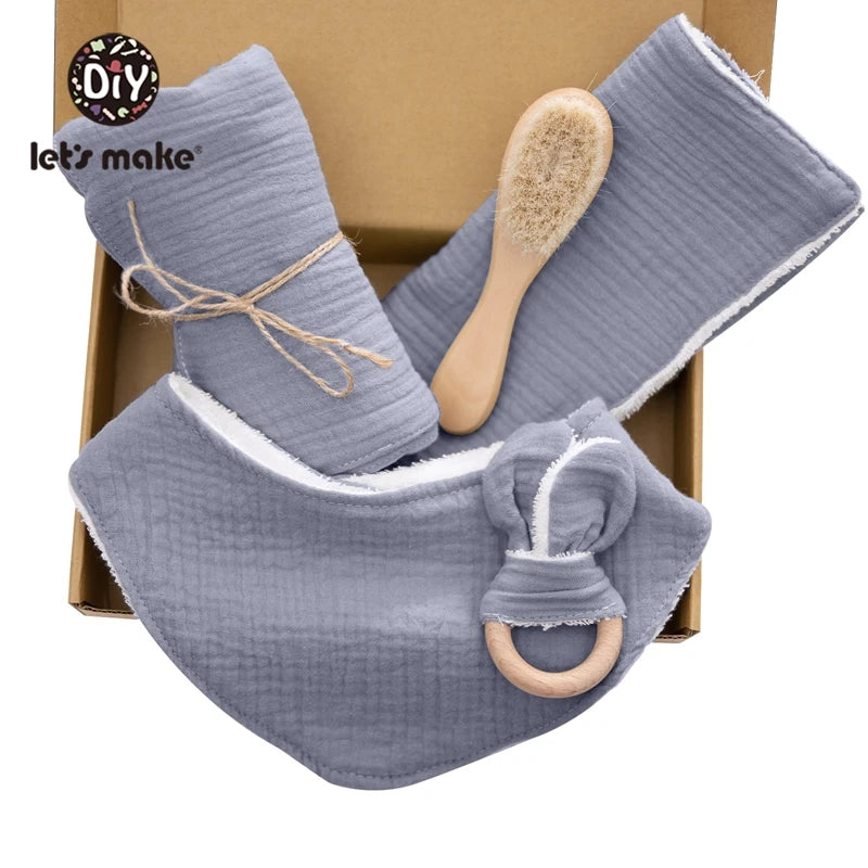 Let's Make Baby Bath Toy Set Double Sided Cotton Blanket Saliva Towel Rabbit Bracelet Toys Baby Bath Gift Products For Kids Good Vibrations