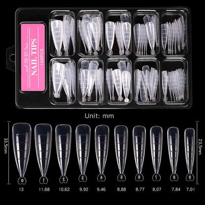 100Pcs/box Full Cover Sculpted Nail Tips Fake Finger Nails Extension Tip Quick Building Mold False Tips For Manicuring Tool Set Good Vibrations