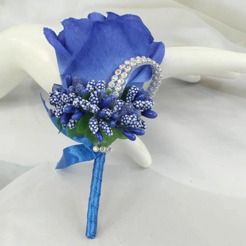 Meldel Wedding Corsages and Boutonnieres Artificial Roses Silk Groom Boutonniere Flower Groomsman Buttonhole Mariage Accessories Good Vibrations