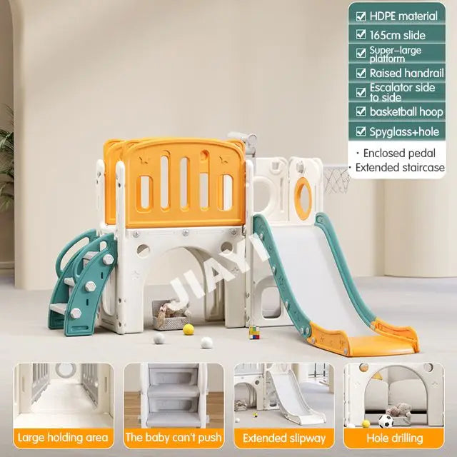 Plastic Swing Set with Slide and Playhouse for Outdoor Kids' Play for Gardens Sports Parks Schools Good Vibrations