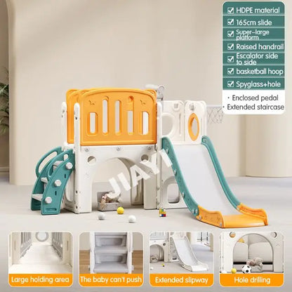 Plastic Swing Set with Slide and Playhouse for Outdoor Kids' Play for Gardens Sports Parks Schools Good Vibrations