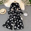 Flared Sleeve Polka Dot Print V-Neck Wide Leg Good Vibrations
