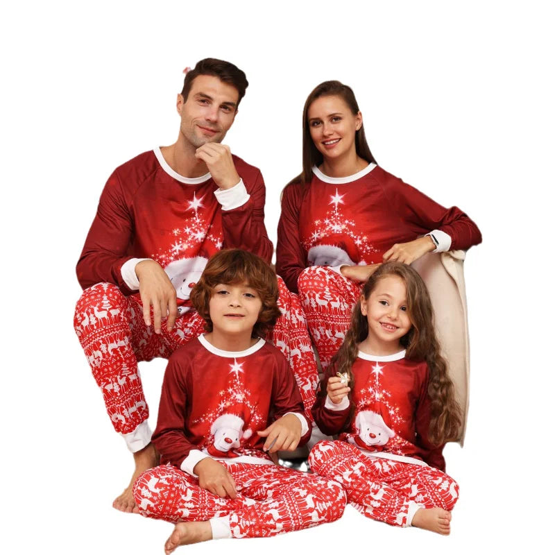 2023 New Cartoon Snowman Deer Pajamas Matching Christmas Outfit for Kids Family Christmas Pajamas Good Vibrations