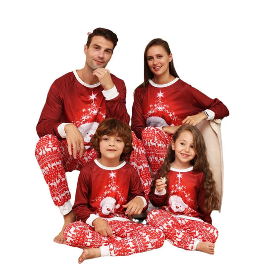 2023 New Cartoon Snowman Deer Pajamas Matching Christmas Outfit for Kids Family Christmas Pajamas Good Vibrations