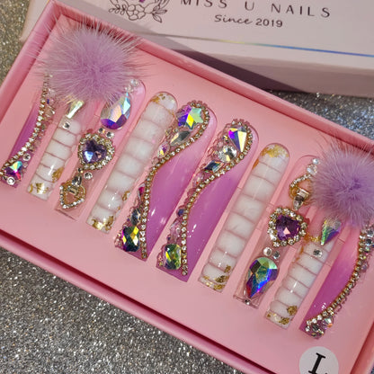 High Quality Multiply Designs 3D Handmade Customize Salon Press on Nails Acrylic Materials Set Good Vibrations