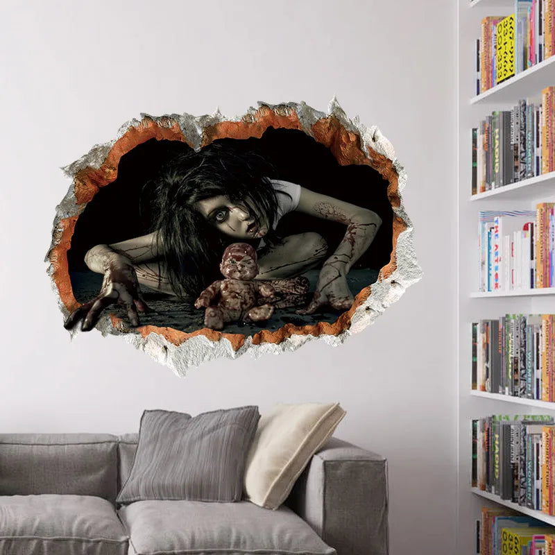 Halloween decoration accessories Horror 3D ghost wall stickers Decal for Halloween haunted house Removable home decor Good Vibrations