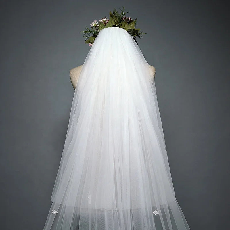 Wholesale Hot Sell Latest Long Tulle Wedding Bridal Veil Lace Wedding Veil Good Vibrations