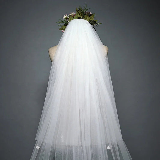 Wholesale Hot Sell Latest Long Tulle Wedding Bridal Veil Lace Wedding Veil Good Vibrations