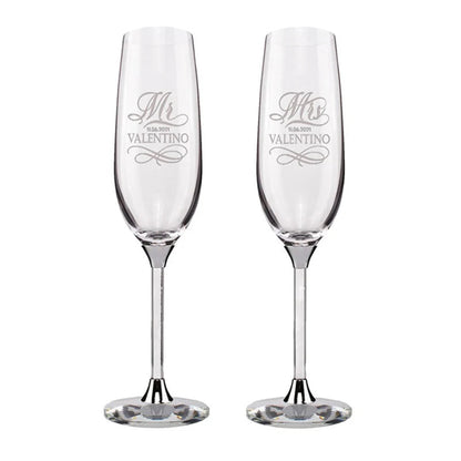Personalized Champagne Flute Wedding Party Mr and Mrs Champagne Glasses Anniversary Gift for Couple New Years Celebration Good Vibrations