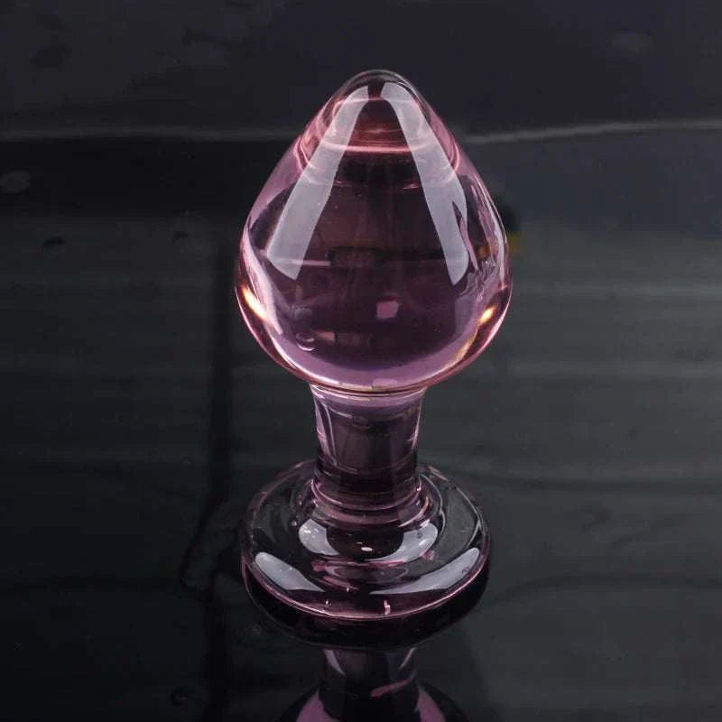 Candiway pink crystal glass anal plug, prostate massager, erotic adult toy.